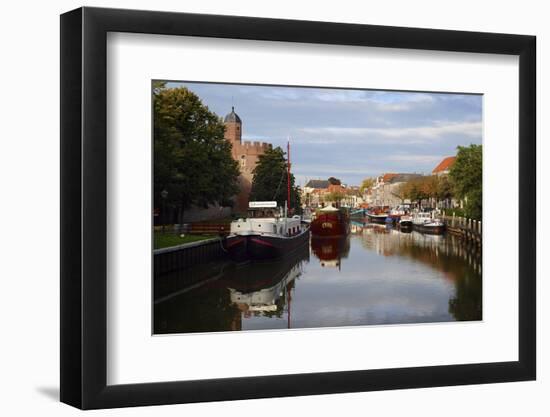 Holland, Zwolle. Pancake Ship and Other Boats on a Canal in Zwolle-Petr Bednarik-Framed Photographic Print