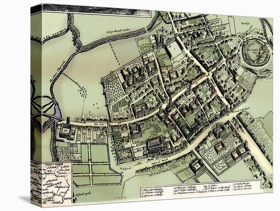 Hollar's plan of Oxford, c1643-Wenceslaus Hollar-Stretched Canvas