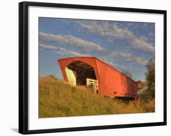 Holliwell Covered Bridge Spans Middle River, Built in 1880, Madison County, Iowa, Usa-Jamie & Judy Wild-Framed Photographic Print