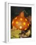 Hollowed Out Pumpkin with Holes and Light Inside-Alena Hrbkova-Framed Photographic Print