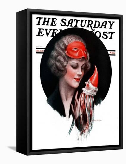 "Holloween Puppet," Saturday Evening Post Cover, October 31, 1925-Charles Sheldon-Framed Stretched Canvas