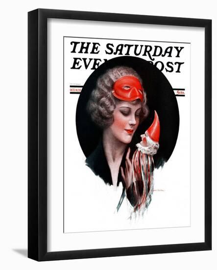 "Holloween Puppet," Saturday Evening Post Cover, October 31, 1925-Charles Sheldon-Framed Giclee Print