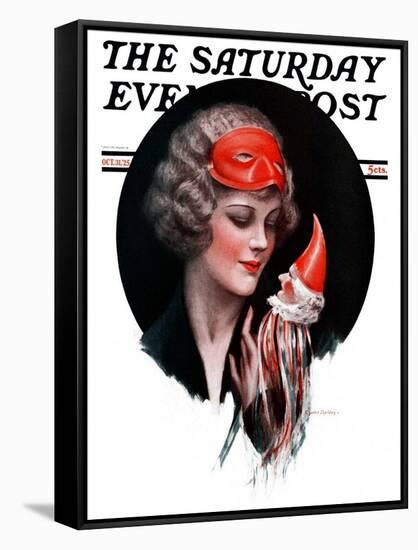 "Holloween Puppet," Saturday Evening Post Cover, October 31, 1925-Charles Sheldon-Framed Stretched Canvas