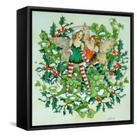 Holly and Ivy-Linda Ravenscroft-Framed Stretched Canvas