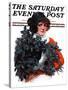 "Holly Bouquet," Saturday Evening Post Cover, December 13, 1924-Charles A. MacLellan-Stretched Canvas