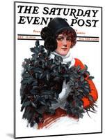 "Holly Bouquet," Saturday Evening Post Cover, December 13, 1924-Charles A. MacLellan-Mounted Premium Giclee Print