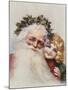 Holly Crowned Father Christmas and Child-null-Mounted Giclee Print