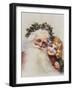 Holly Crowned Father Christmas and Child-null-Framed Giclee Print