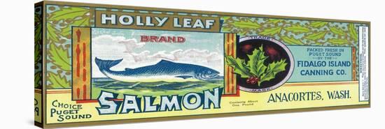 Holly Leaf Salmon Can Label - Anacortes, WA-Lantern Press-Stretched Canvas
