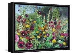 Hollyhock Garden, 2021 (oil on canvas)-Sylvia Paul-Framed Stretched Canvas