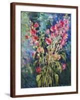 Hollyhock Summer-Malva-Framed Giclee Print