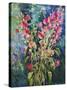 Hollyhock Summer-Malva-Stretched Canvas