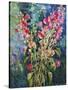 Hollyhock Summer-Malva-Stretched Canvas