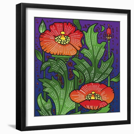 Hollyhocks 316-Howie Green-Framed Giclee Print