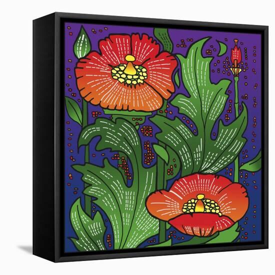 Hollyhocks 316-Howie Green-Framed Stretched Canvas