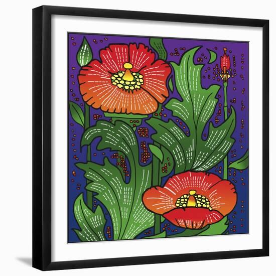 Hollyhocks 316-Howie Green-Framed Giclee Print