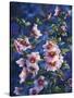 Hollyhocks and Hummingbirds-Jeff Tift-Stretched Canvas