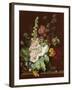 Hollyhocks and Other Flowers in a Vase, 1702-20-Jan van Huysum-Framed Giclee Print