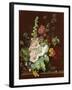 Hollyhocks and Other Flowers in a Vase, 1702-20-Jan van Huysum-Framed Giclee Print