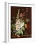 Hollyhocks and Other Flowers in a Vase, 1702-20-Jan van Huysum-Framed Giclee Print