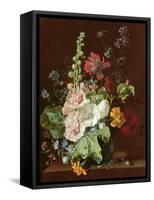 Hollyhocks and Other Flowers in a Vase, 1702-20-Jan van Huysum-Framed Stretched Canvas