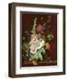 Hollyhocks and Other Flowers in a Vase, 1702-20-Jan van Huysum-Framed Giclee Print