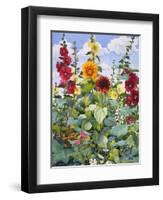 Hollyhocks and Sunflowers, 2005-Christopher Ryland-Framed Premium Giclee Print