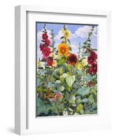 Hollyhocks and Sunflowers, 2005-Christopher Ryland-Framed Premium Giclee Print