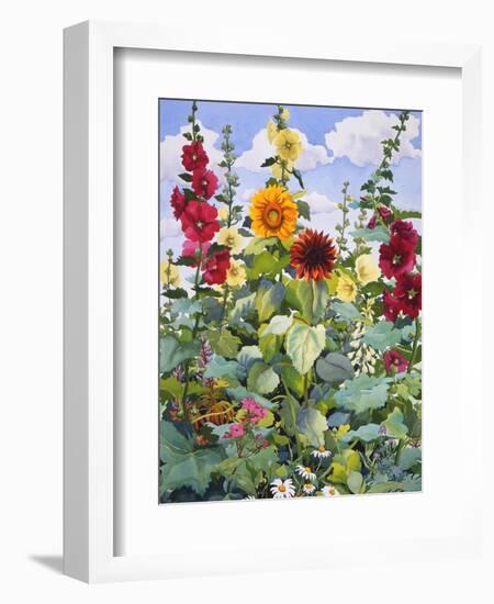 Hollyhocks and Sunflowers, 2005-Christopher Ryland-Framed Premium Giclee Print