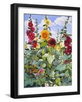 Hollyhocks and Sunflowers, 2005-Christopher Ryland-Framed Giclee Print