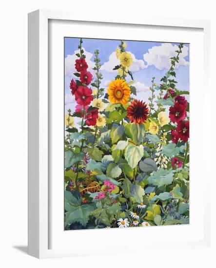 Hollyhocks and Sunflowers, 2005-Christopher Ryland-Framed Giclee Print