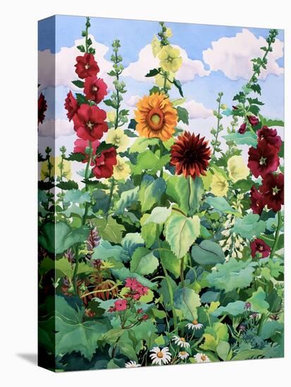 Hollyhocks and Sunflowers-Christopher Ryland-Stretched Canvas