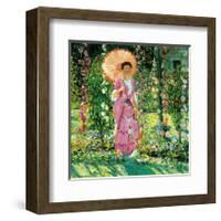 Hollyhocks, c.1912-1913-Frederick Carl Frieseke-Framed Premium Giclee Print