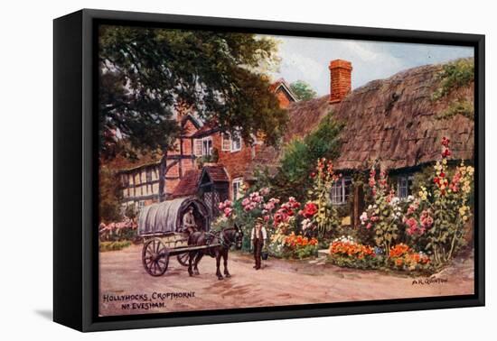 Hollyhocks, Cropthorne, Evesham-Alfred Robert Quinton-Framed Stretched Canvas