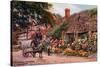 Hollyhocks, Cropthorne, Evesham-Alfred Robert Quinton-Stretched Canvas