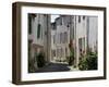 Hollyhocks Lining a Street, La Flotte, Ile De Re, Charente-Maritime, France, Europe-Richardson Peter-Framed Photographic Print