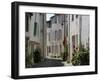 Hollyhocks Lining a Street, La Flotte, Ile De Re, Charente-Maritime, France, Europe-Richardson Peter-Framed Photographic Print