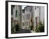 Hollyhocks Lining a Street, La Flotte, Ile De Re, Charente-Maritime, France, Europe-Richardson Peter-Framed Photographic Print