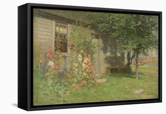 Hollyhocks, Nantucket, Mid- to Late-19th Century-John Joseph Enneking-Framed Stretched Canvas