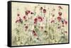 Hollyhocks Row Cool-Cheri Blum-Framed Stretched Canvas