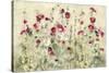 Hollyhocks Row Cool-Cheri Blum-Stretched Canvas