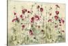 Hollyhocks Row Cool-Cheri Blum-Stretched Canvas