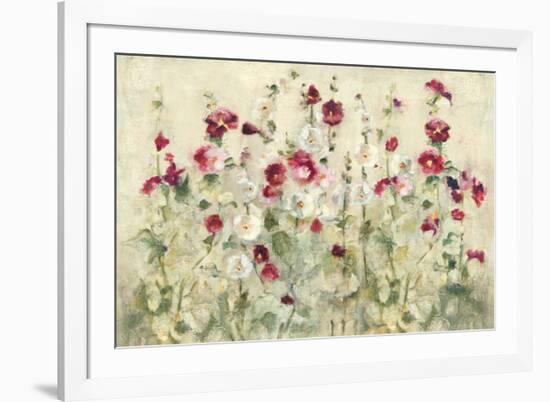 Hollyhocks Row Cool-Cheri Blum-Framed Art Print