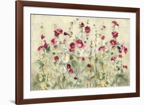 Hollyhocks Row Cool-Cheri Blum-Framed Art Print