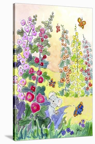 Hollyhocks-Jennifer Zsolt-Stretched Canvas