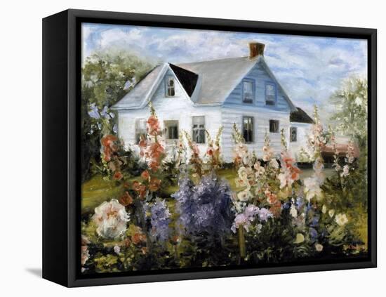 Hollyhocks-Kevin Dodds-Framed Stretched Canvas