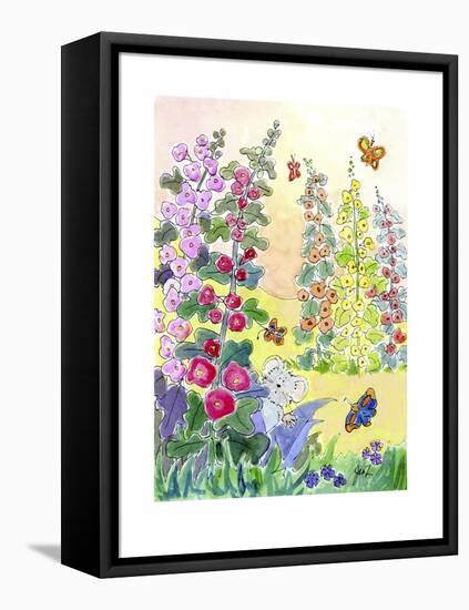 Hollyhocks-Jennifer Zsolt-Framed Stretched Canvas