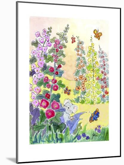 Hollyhocks-Jennifer Zsolt-Mounted Giclee Print