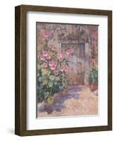 Hollyhocks-unknown Simmonds-Framed Art Print