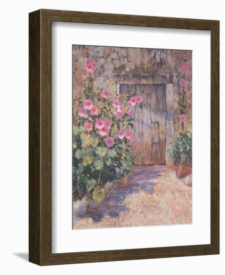 Hollyhocks-unknown Simmonds-Framed Art Print